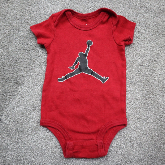 Nike Air Jordan Bodysuits Baby Boys Size (0-6M) Red Short Sleeve Solid Outfit