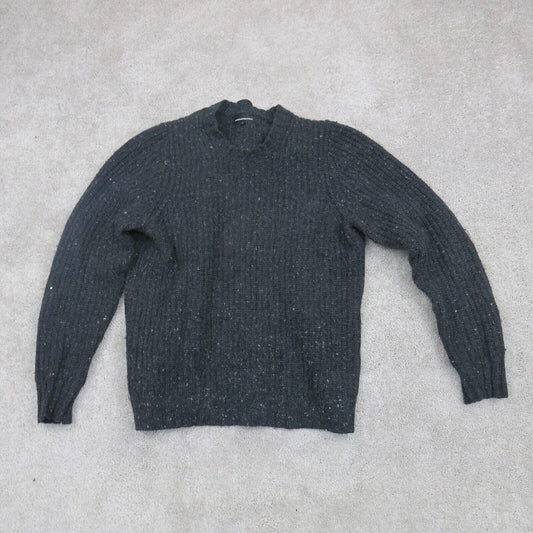 Express Womens Pullover Sweater Knitted Round Neck Long Sleeve Black Size Medium