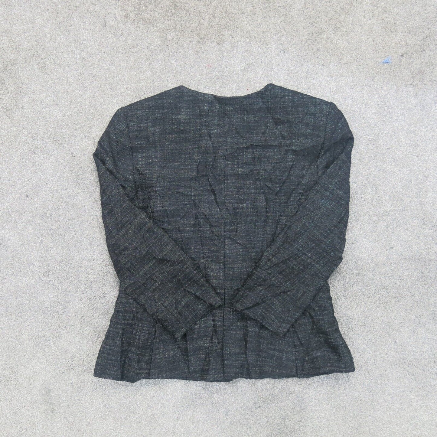 Ann Taylor Womens Basic Tweed Jacket Open Front 3/4 Sleeves Black Size 6