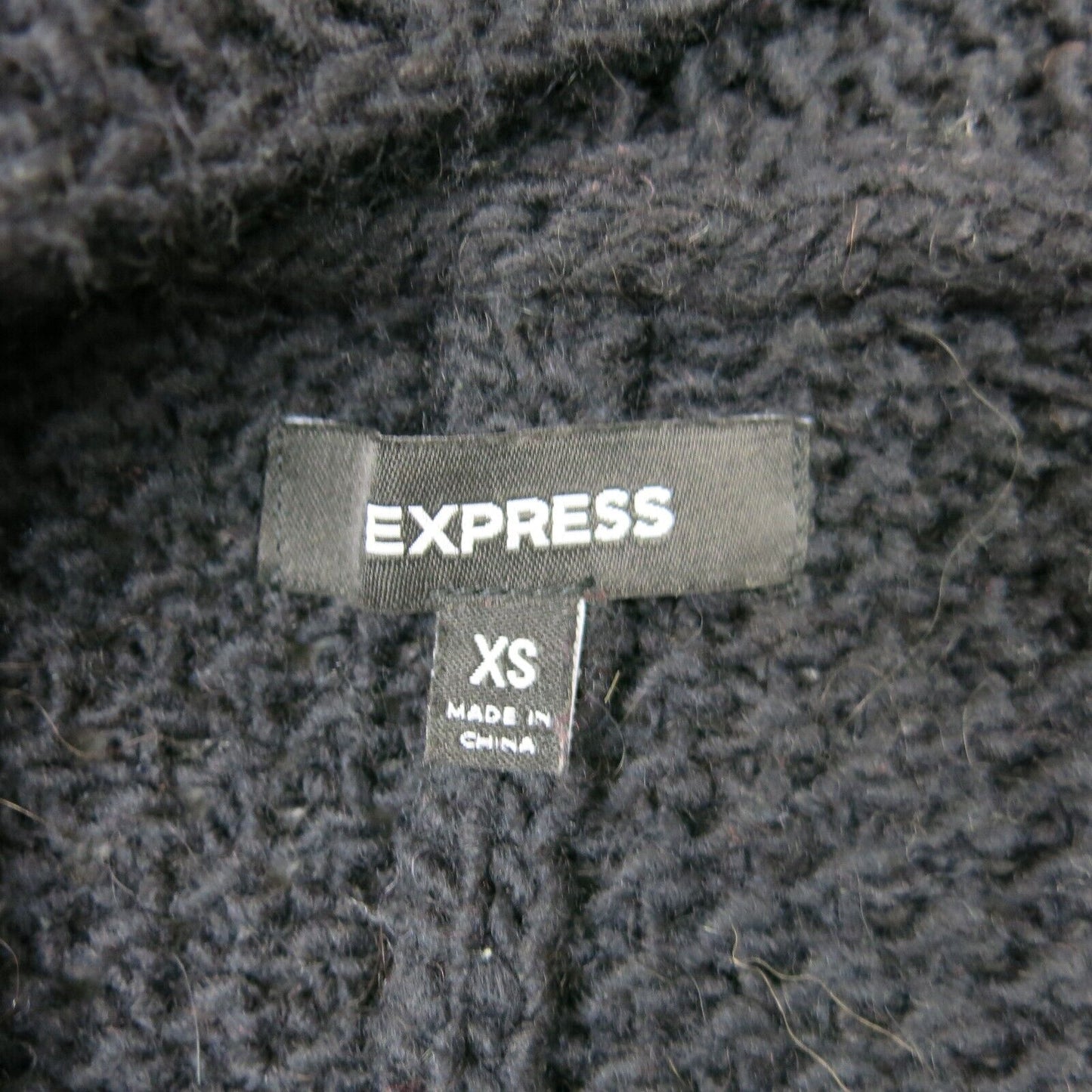 Express Womens Sweater Cardigan Open Front Knitted Cap Sleeves Black Size XS
