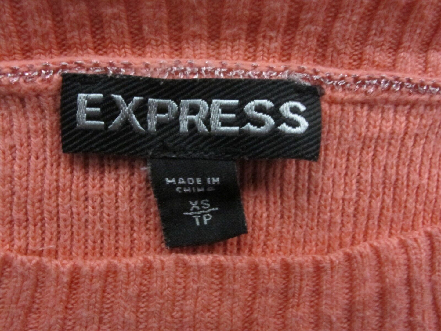 Express Women Pullover Sweater Knitted Long Sleeve Boat Neck Carrot Pink Size XS