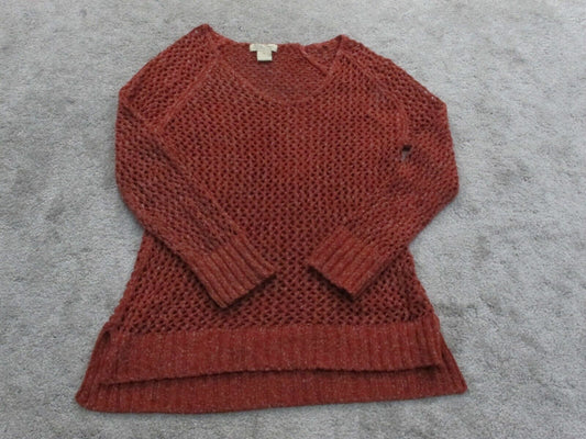 Lucky Brand Womens Pullover Sweater Knitted Long Sleeves Dark Orange Size Small