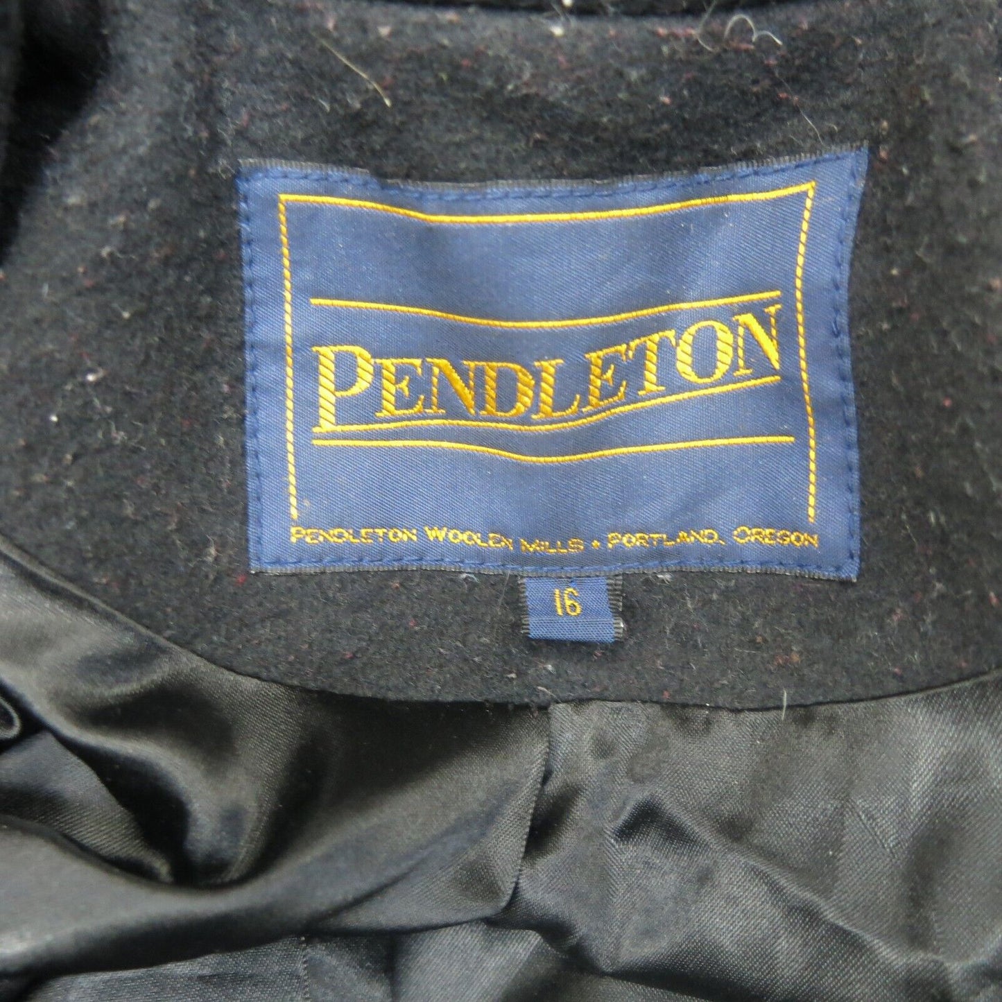 Pendleton Womens Overcoat Long Sleeves Front Button Pockets Black Size 16