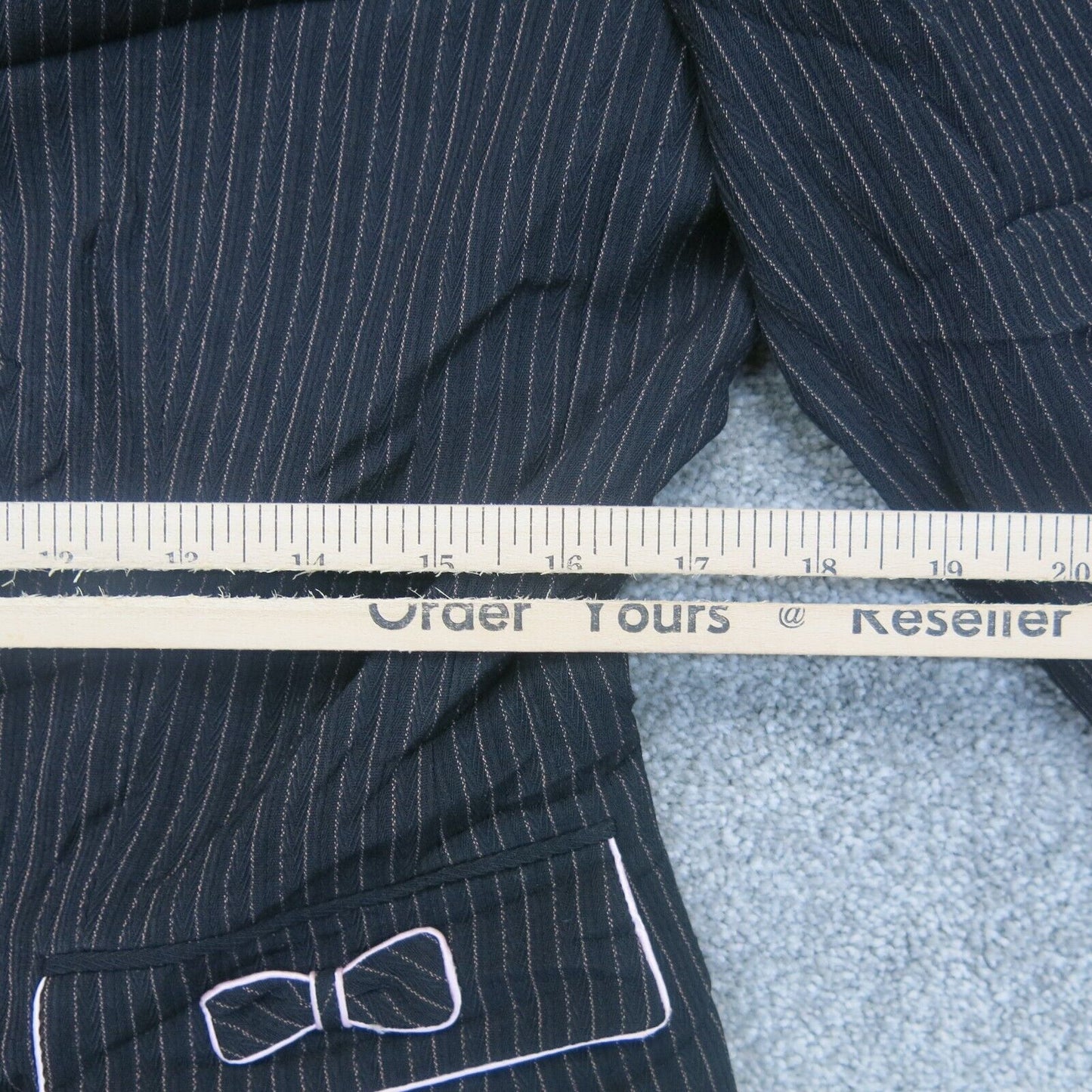 Tahari Womens Blazer Coat Single Breasted Long Sleeves Pin Striped Black Size 10