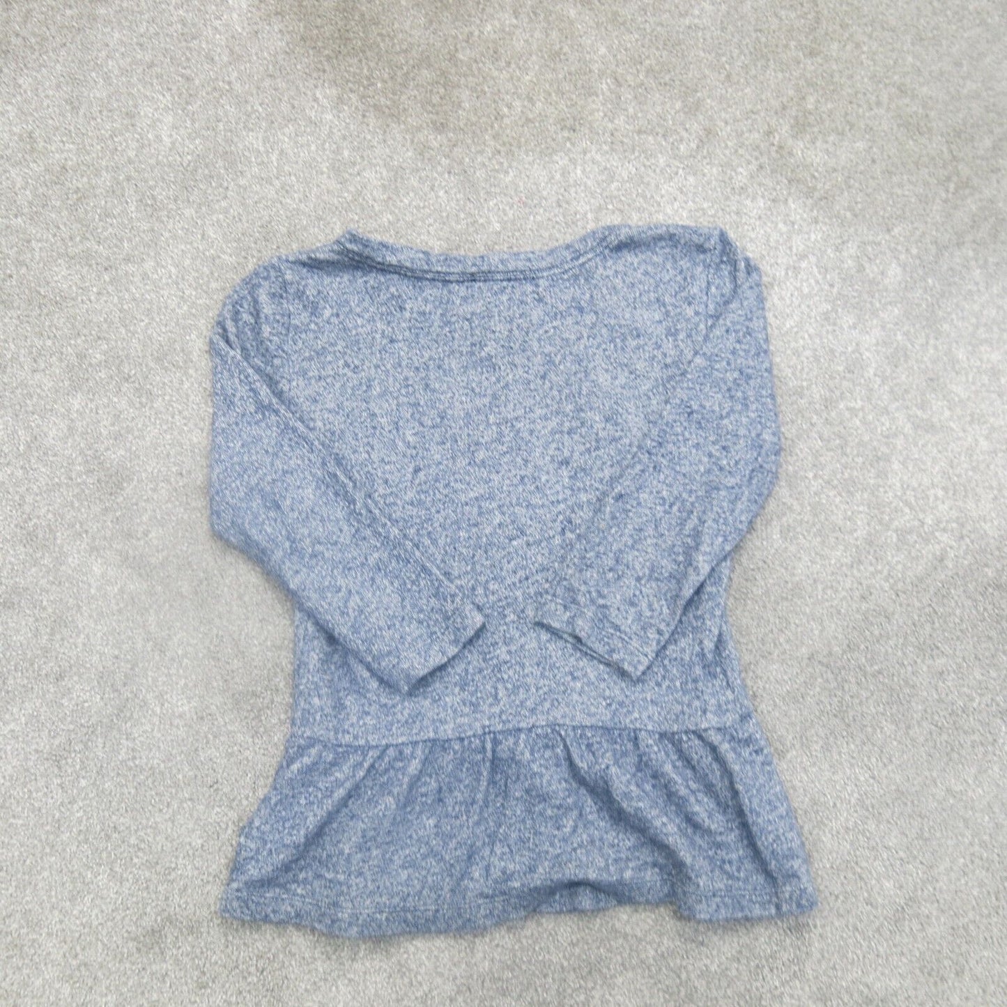 Express Womens Full Zip Sweater Peplum Hem Long Sleeves Knitted Heather Blue S/P