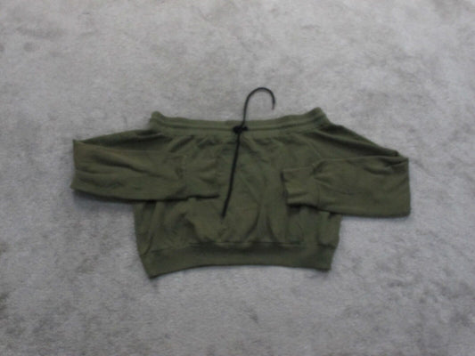 Forever 21 Womens Crop Top Long Sleeves Cold Shoulder Olive Green Size Large