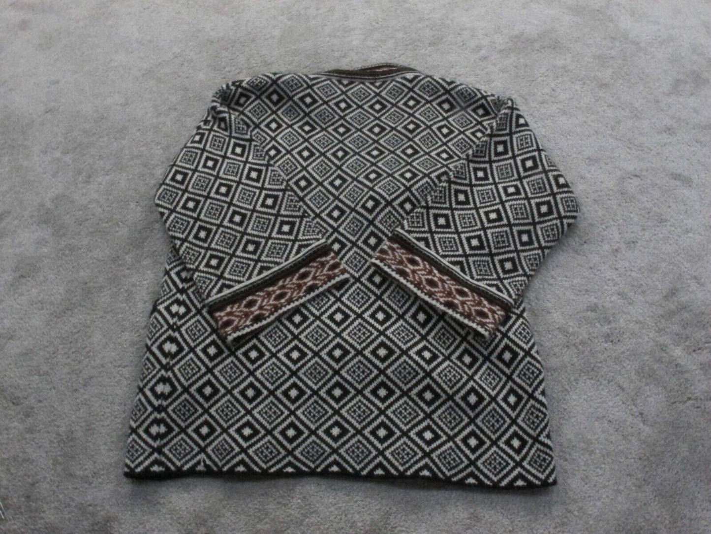 Forever 21 Women Check Knit Cardigan Sweater Open Front Black White Size Small