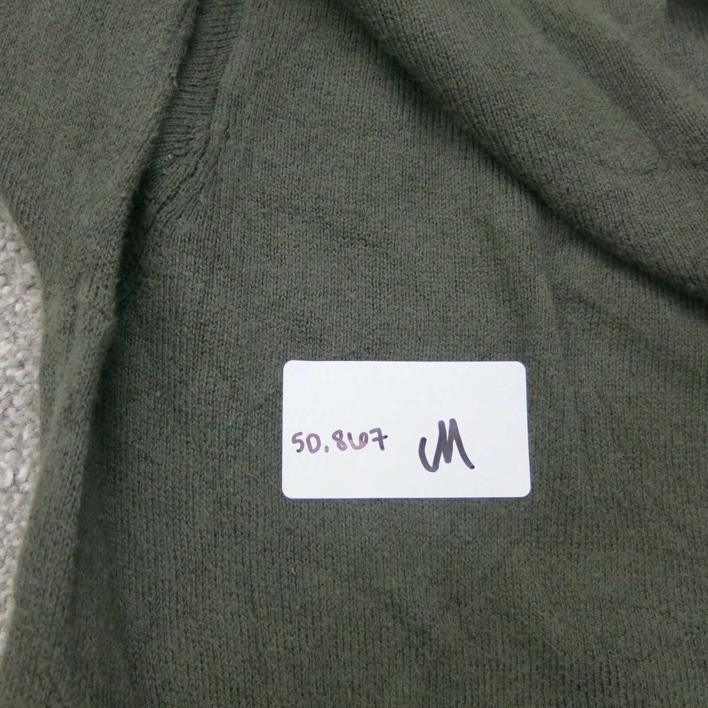Pure Jill Mens Sweater Crew Neck 3/4 Sleeves Kangaroo Pockets Olive Green SZ XS