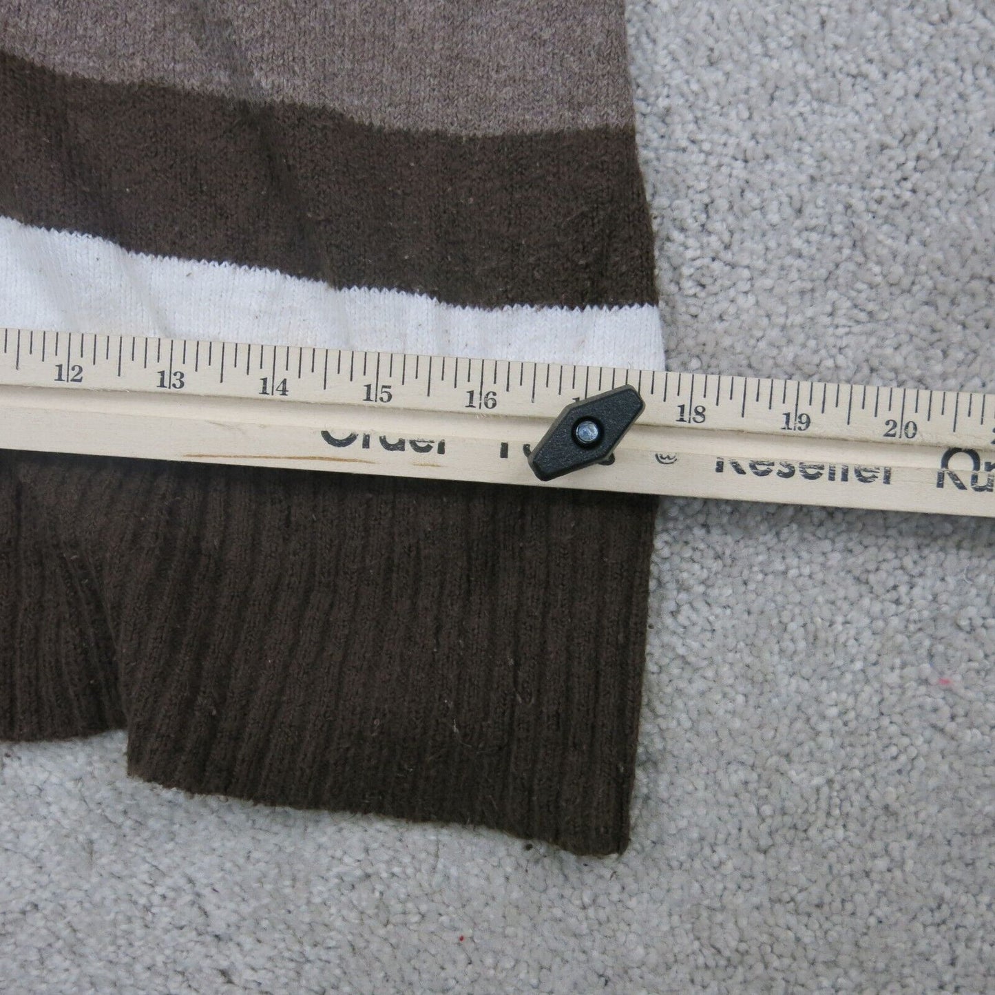 ST Johns Bay Womens Pullover Henley Sweater Striped Brown White Size Large