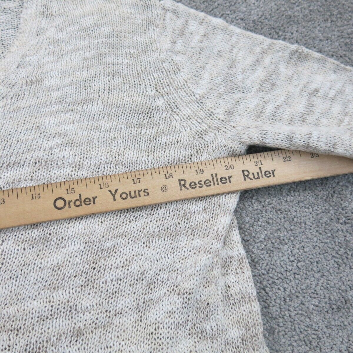 Pure J. Jill Women Pullover Knitted Sweater Elbow Sleeve V Neck Gray White SZ M