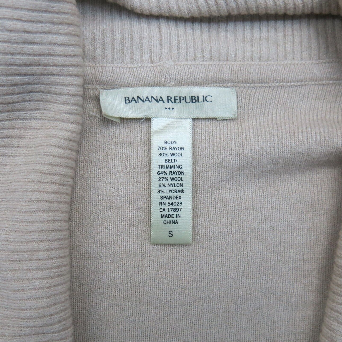 Banana Republic Womens Cardigan Sweater Long Sleeves Open Front Beige Size Small