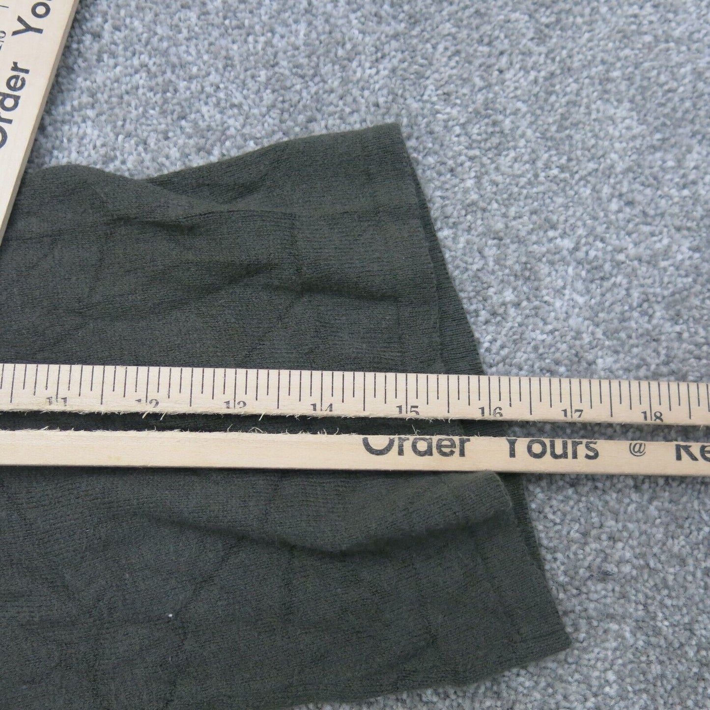 Pure Jill Mens Sweater Crew Neck 3/4 Sleeves Kangaroo Pockets Olive Green SZ XS