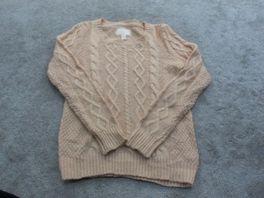Forever 21 Women Pullover Sweater Knitted Long Sleeve Round Neck Light Pink SZ S