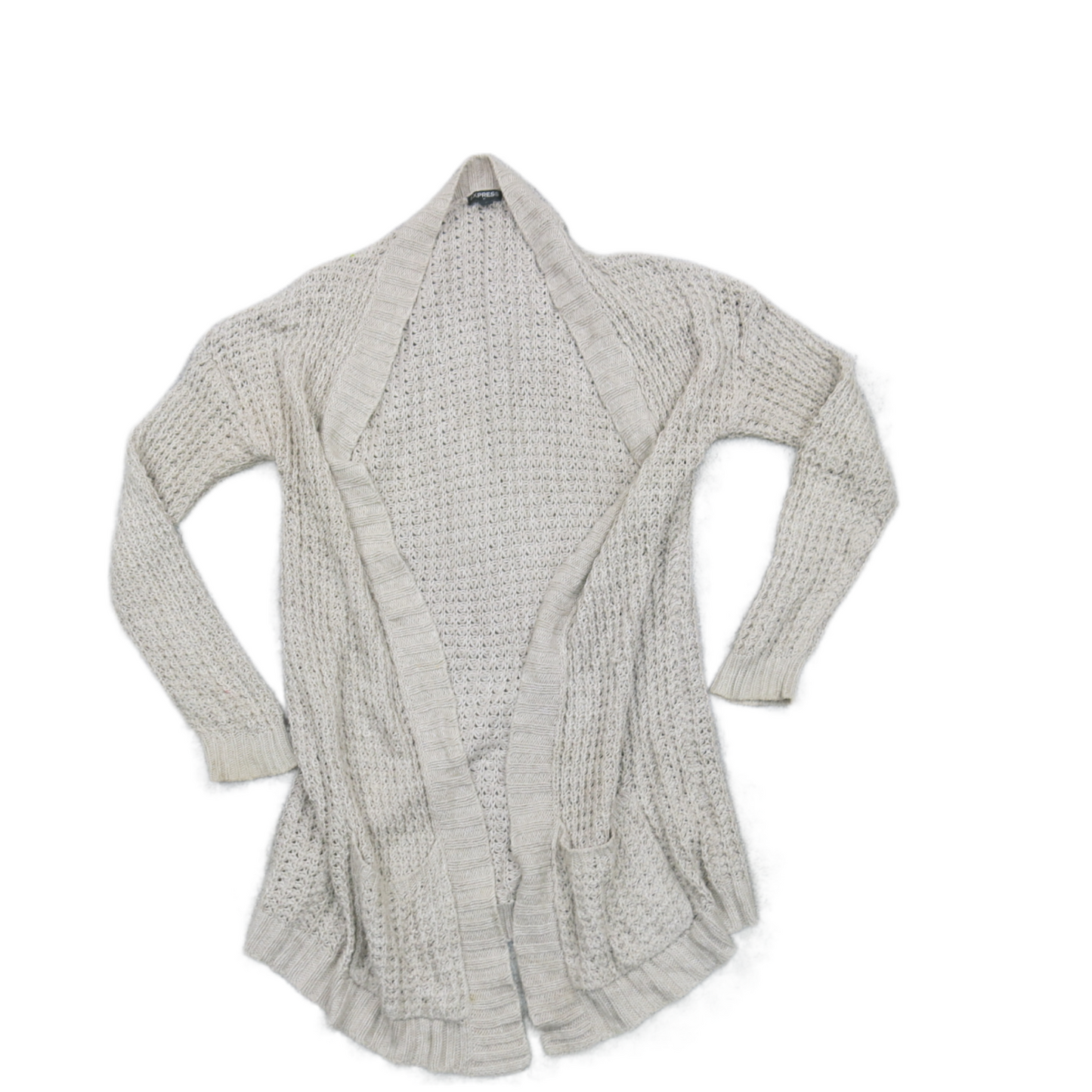 Express Womens Sweater Cardigan Open Front Knitted Long Sleeves Off White Size S