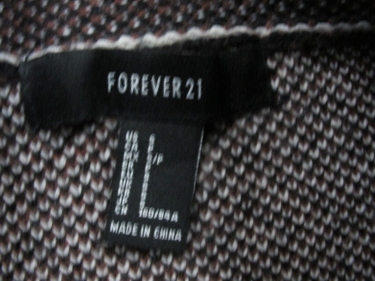 Forever 21 Women Check Knit Cardigan Sweater Open Front Black White Size Small