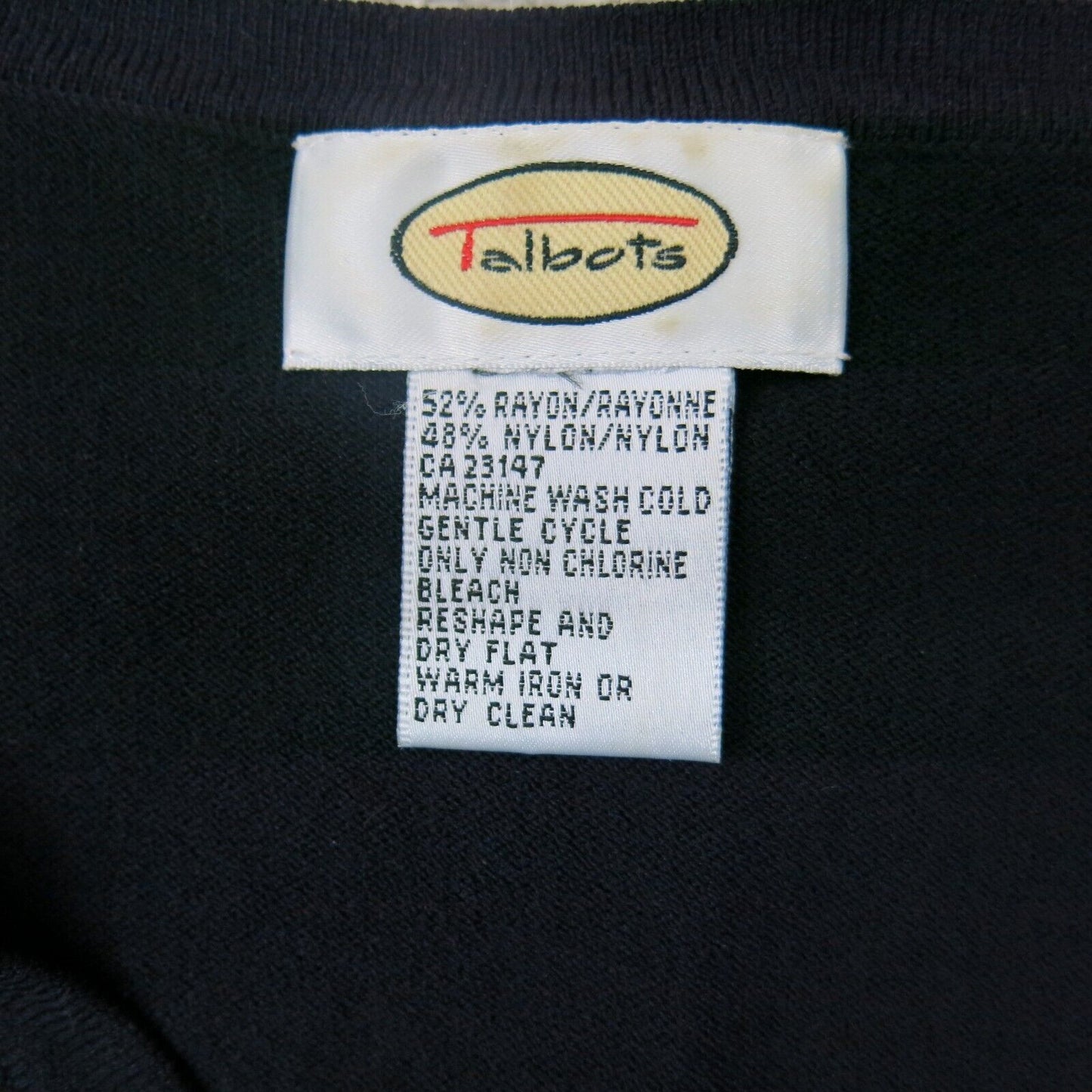 Talbots Womens Cardigan Sweater Front Button Long Sleeves Black Size ?