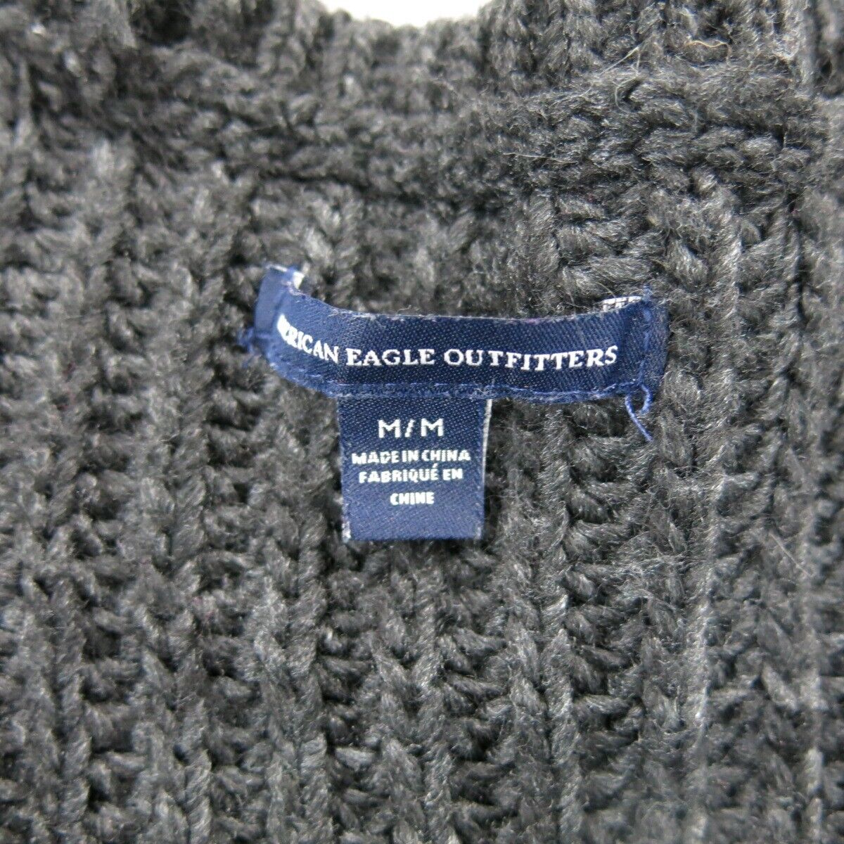 American Eagle Women Pullover Knitted Sweater Long Sleeve Black Size Medium