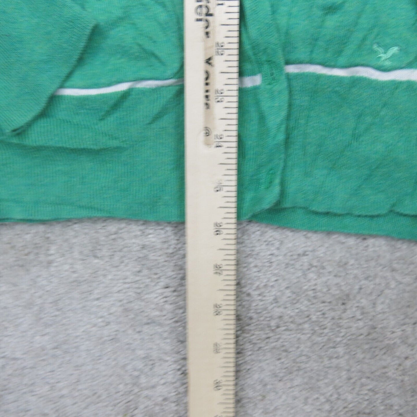 American Eagle Womens Cardigan Sweater Front Button Green White Size Medium