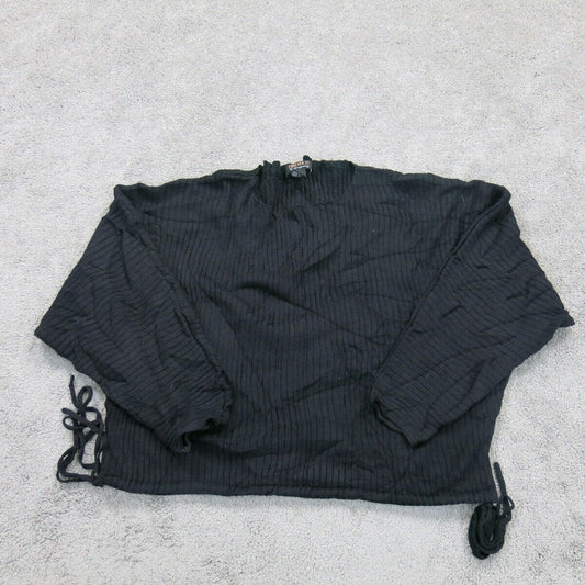Forever 21 Women Pullover Sweater Knitted 3/4 Sleeves Crew Neck Black SZ Small