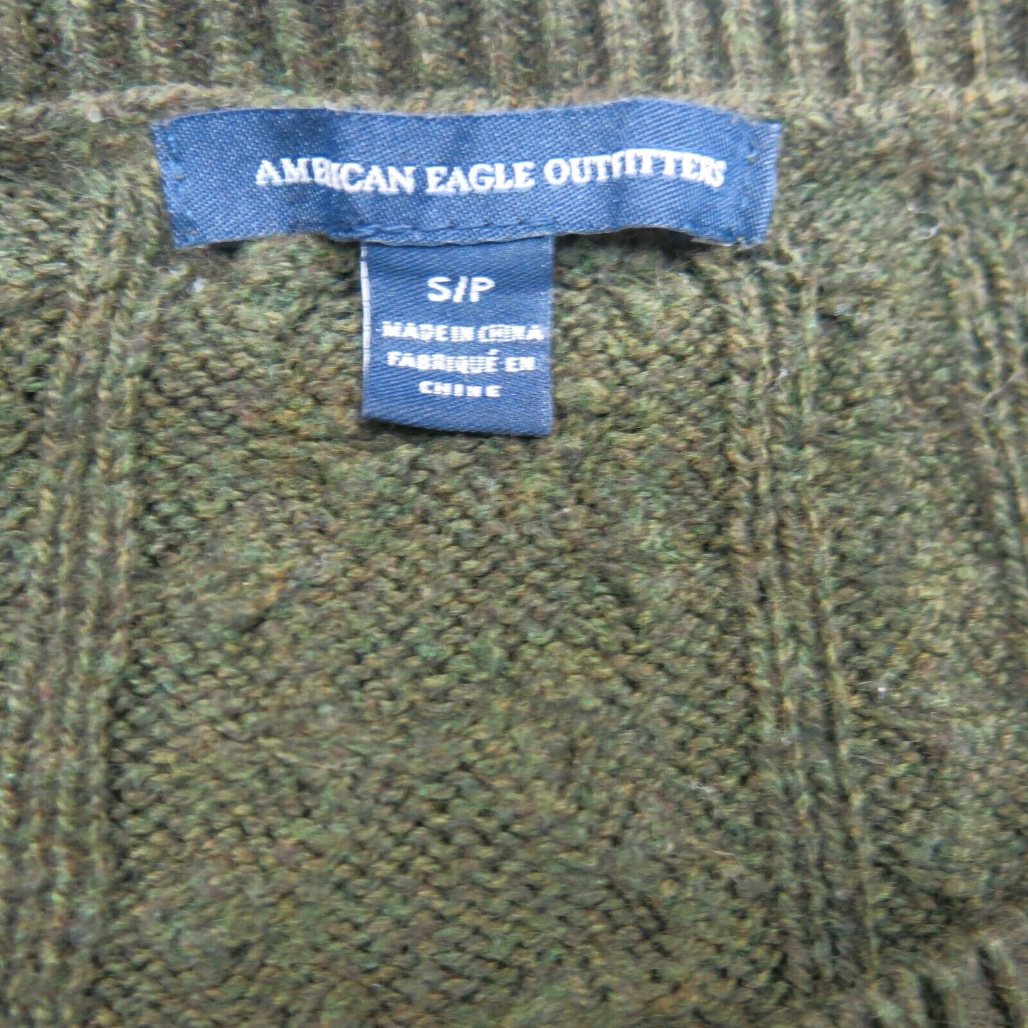American Eagle Women Pullover Sweater Knitted Long Sleeves Olive Green Size S/P