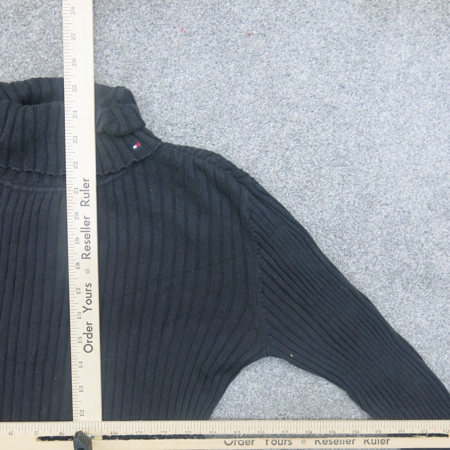 Tommy Hilfiger Women Pullover Sweater Long Sleeves Turtle Neck Black Size Medium