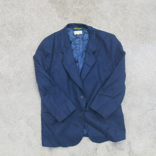 L.L. Bean Womens Blazer Coat Single Breasted Long Sleeves Pockets Blue Size 14P