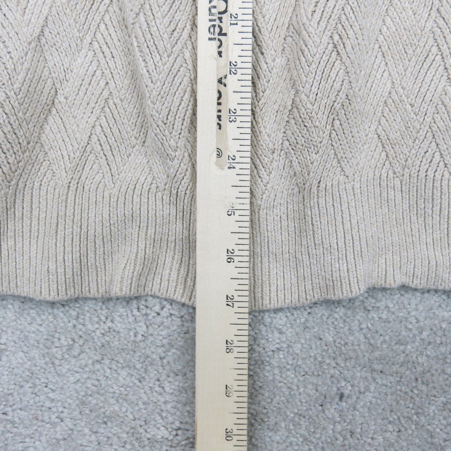 ST Johns Bay Womens Sweater Knitted 100%Cotton Pullover V Neck Beige Size Large