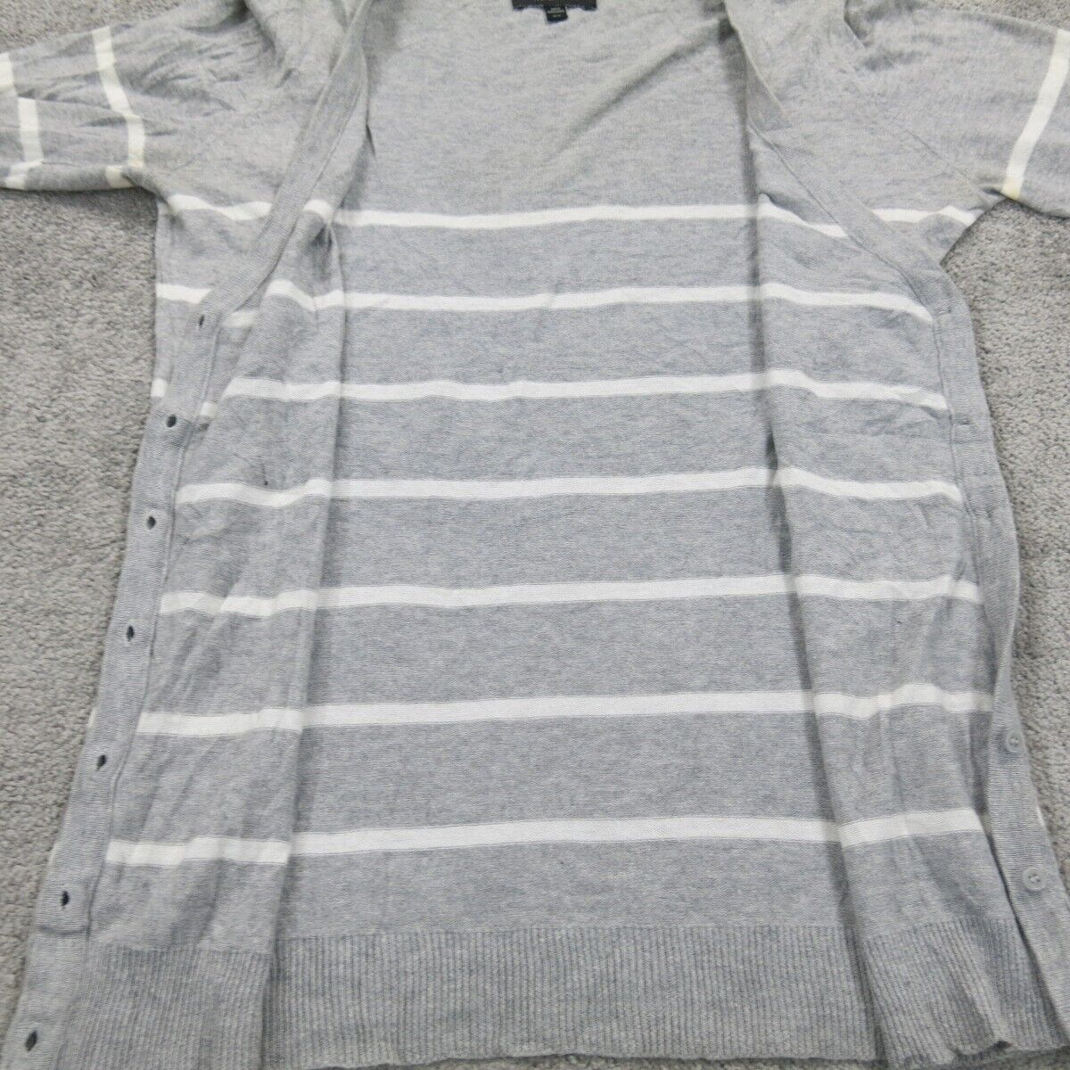 The Limited Womens Cardigan Sweater Stretch 3/4 Sleeves Striped Gray Size Medium