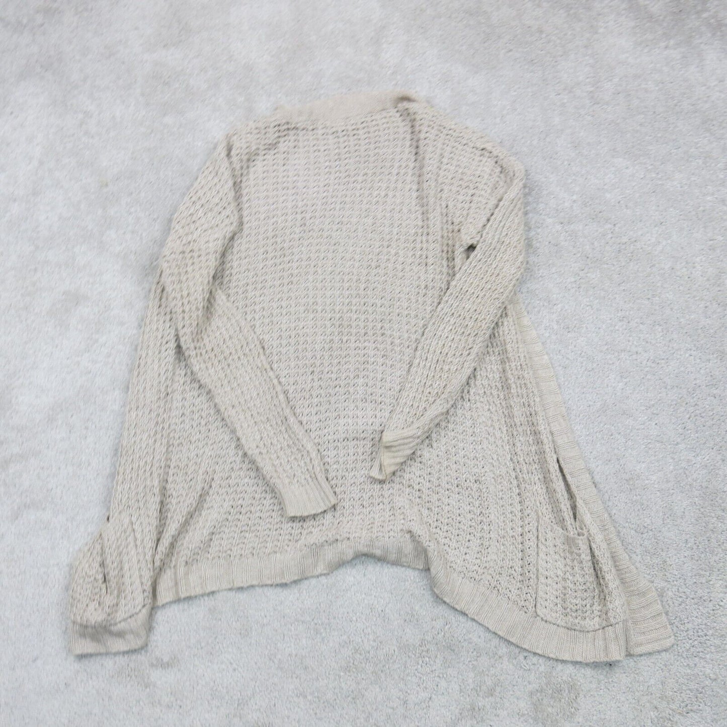 Express Womens Sweater Cardigan Open Front Knitted Long Sleeves Off White Size S