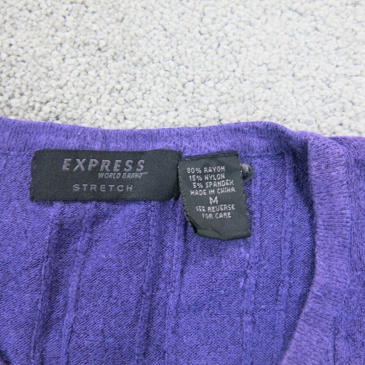 Express Women Vest Sweater Knitted Stretch Crew Neck Sleeveless Purple Size M
