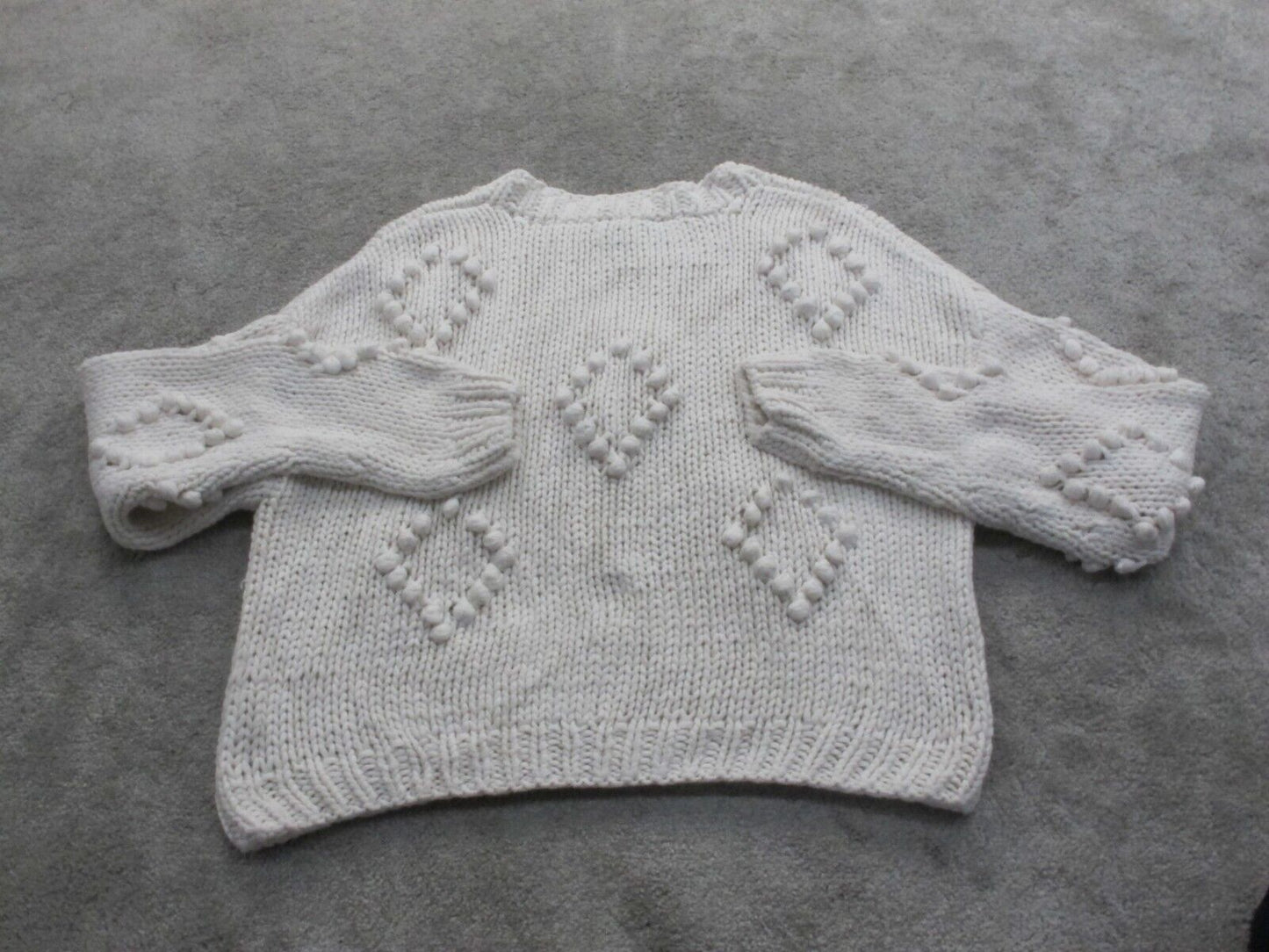 Forever 21 Women Pullover Sweater Knitted Long Sleeve Crew Neck White Size Large