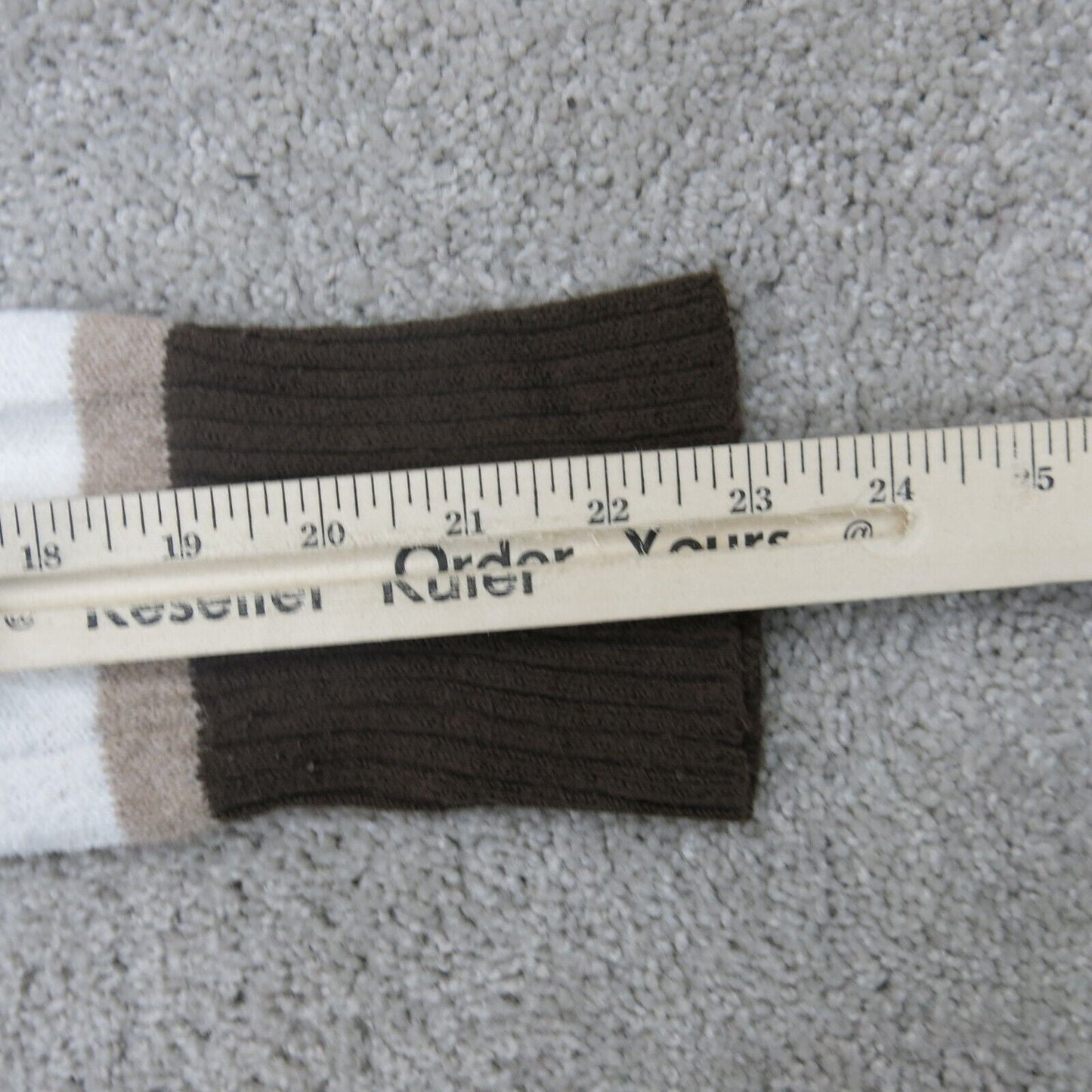ST Johns Bay Womens Pullover Henley Sweater Striped Brown White Size Large