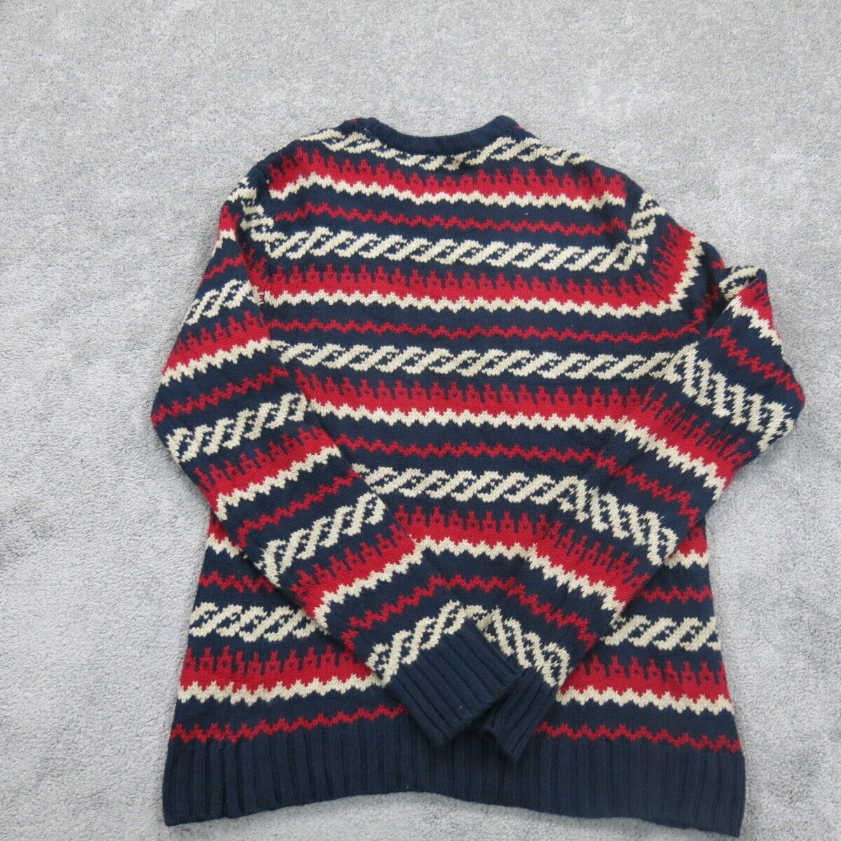American Eagle Womens Pullover Sweater Athletic Fit Crew Neck Striped Blue SZ L