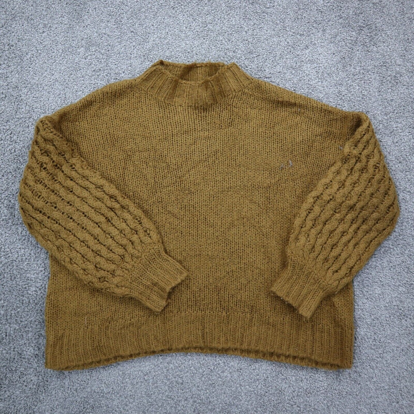 Forever 21 Women Pullover Sweater Knitted Long Sleeve Mock Neck Brown Size Small