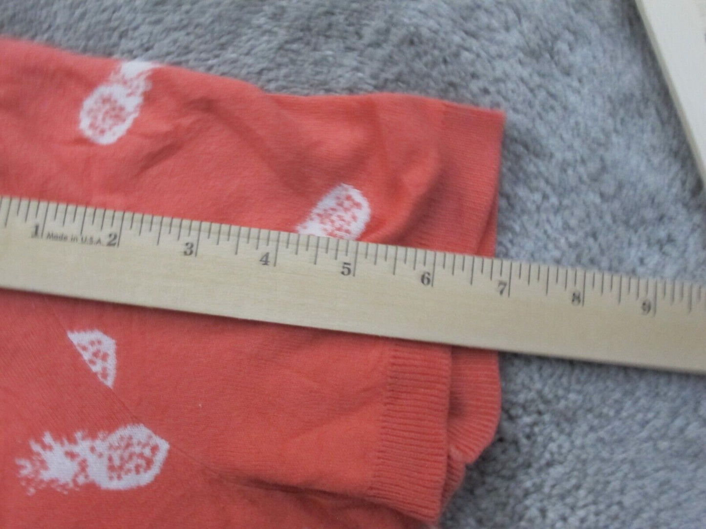 Lands End Women Knitted Sweater Short Sleeve 100% Supima Cotton Orange Size M