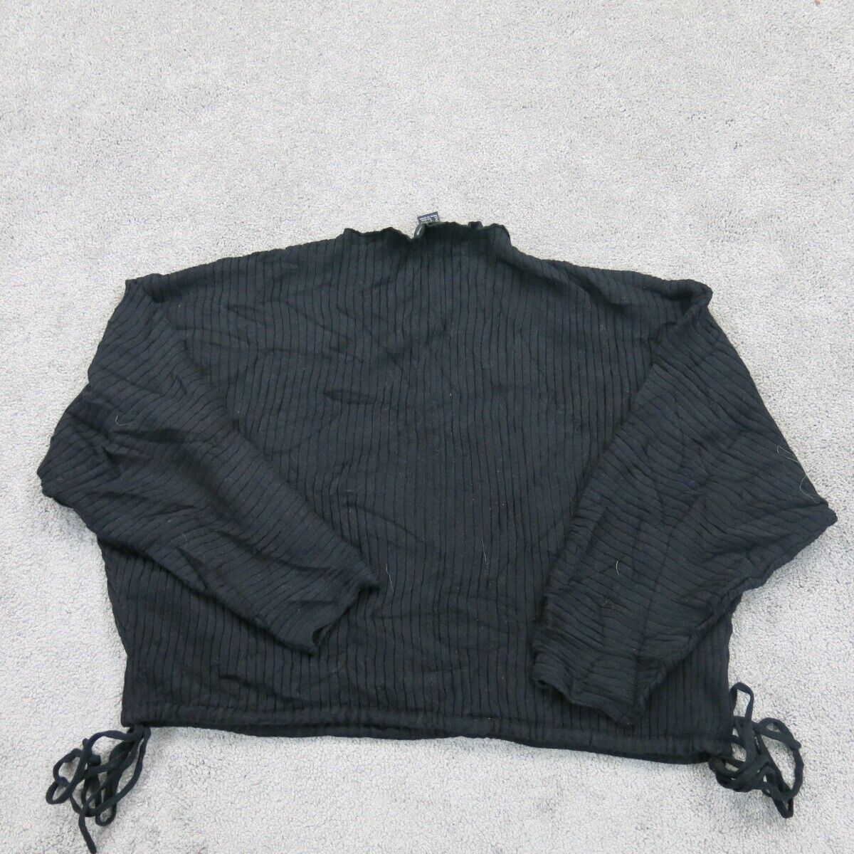 Forever 21 Women Pullover Sweater Knitted 3/4 Sleeves Crew Neck Black SZ Small