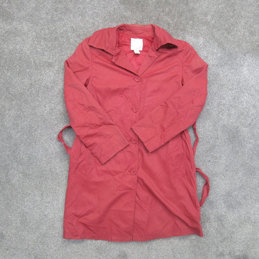 J. Jill Womens Trench Coat Long Sleeves Pockets Tie Waist Cotton Pink Size Small