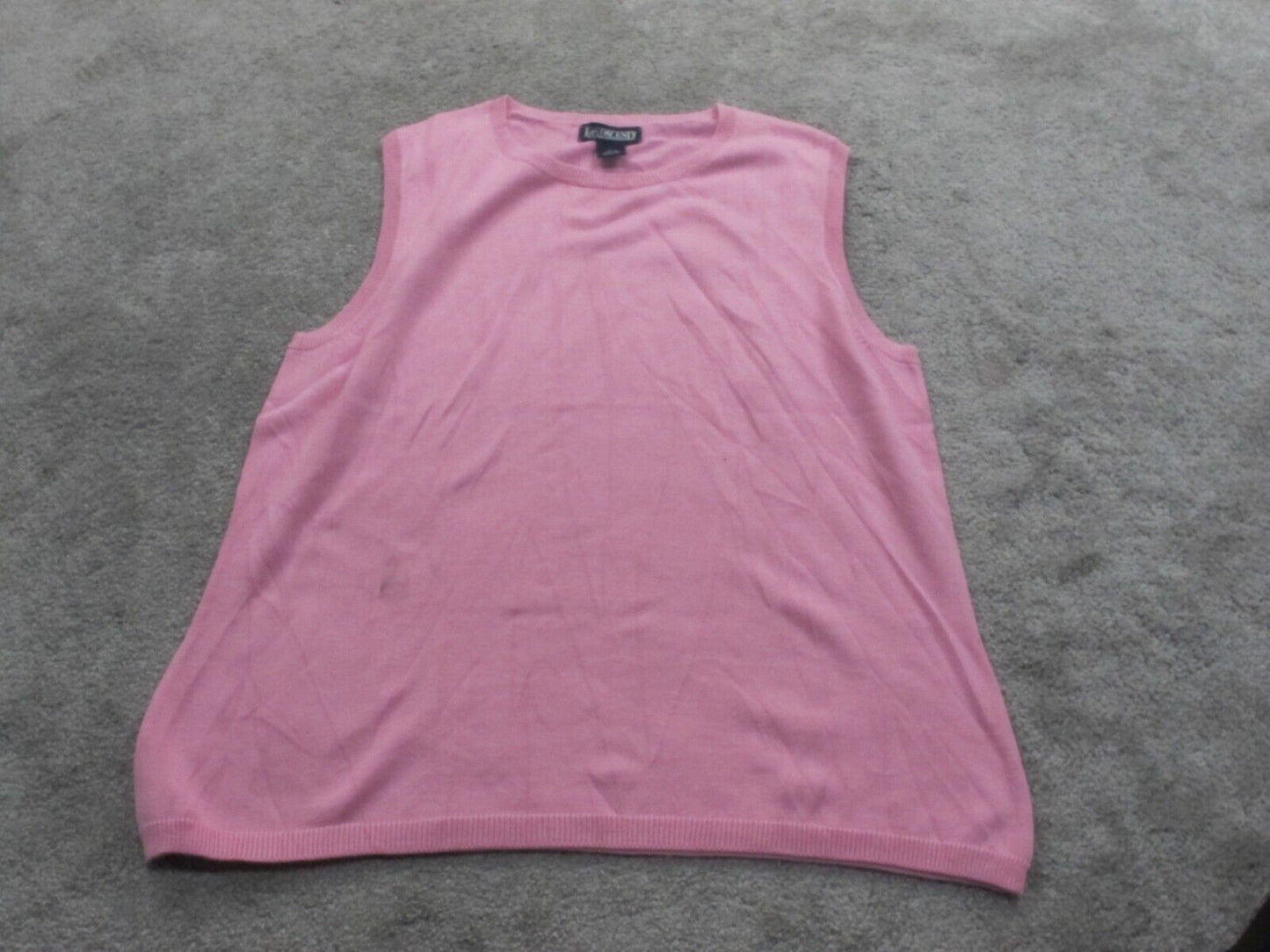 Lands End Womens Pullover Sweater Crew Neck Sleeveless Regular Pink Size Large