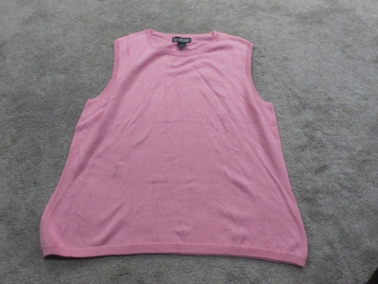 Lands End Womens Pullover Sweater Crew Neck Sleeveless Regular Pink Size Large
