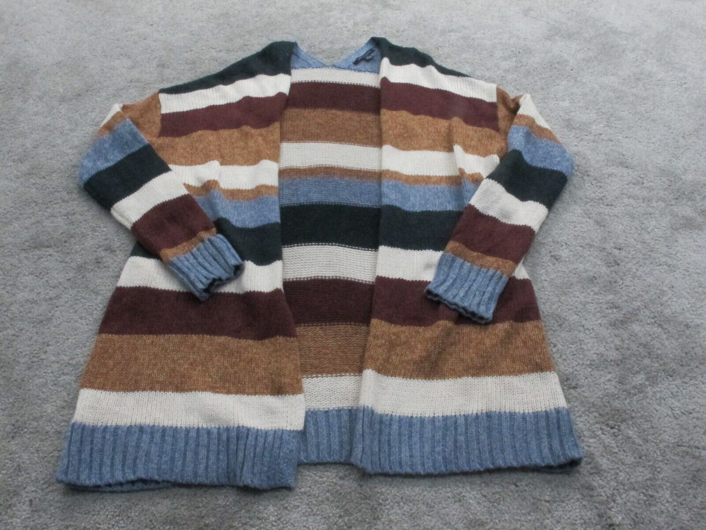 American Eagle Womens Cardigan Sweater Striped Long Sleeves Brown White Size XS