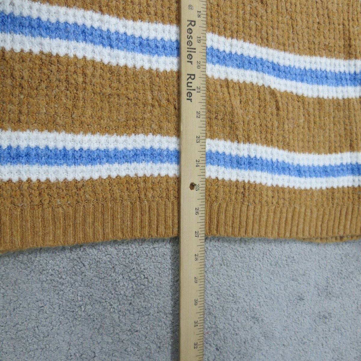 American Eagle Womens Pullover Sweater Crew Neck Striped White Brown Size Small