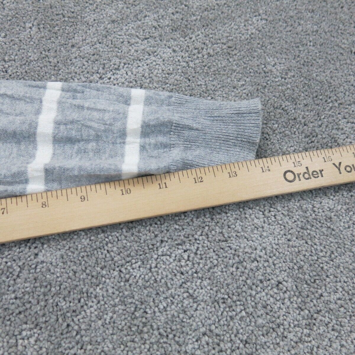 The Limited Womens Cardigan Sweater Stretch 3/4 Sleeves Striped Gray Size Medium