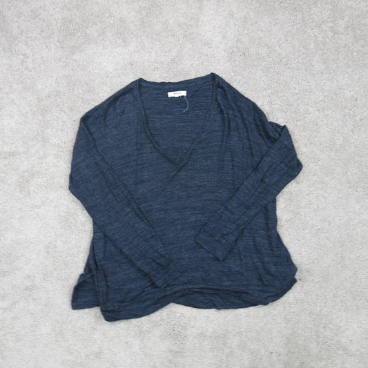 Madewell Womens Sweater Pullover Knitted Long Sleeves Deep V Neck Blue Size M