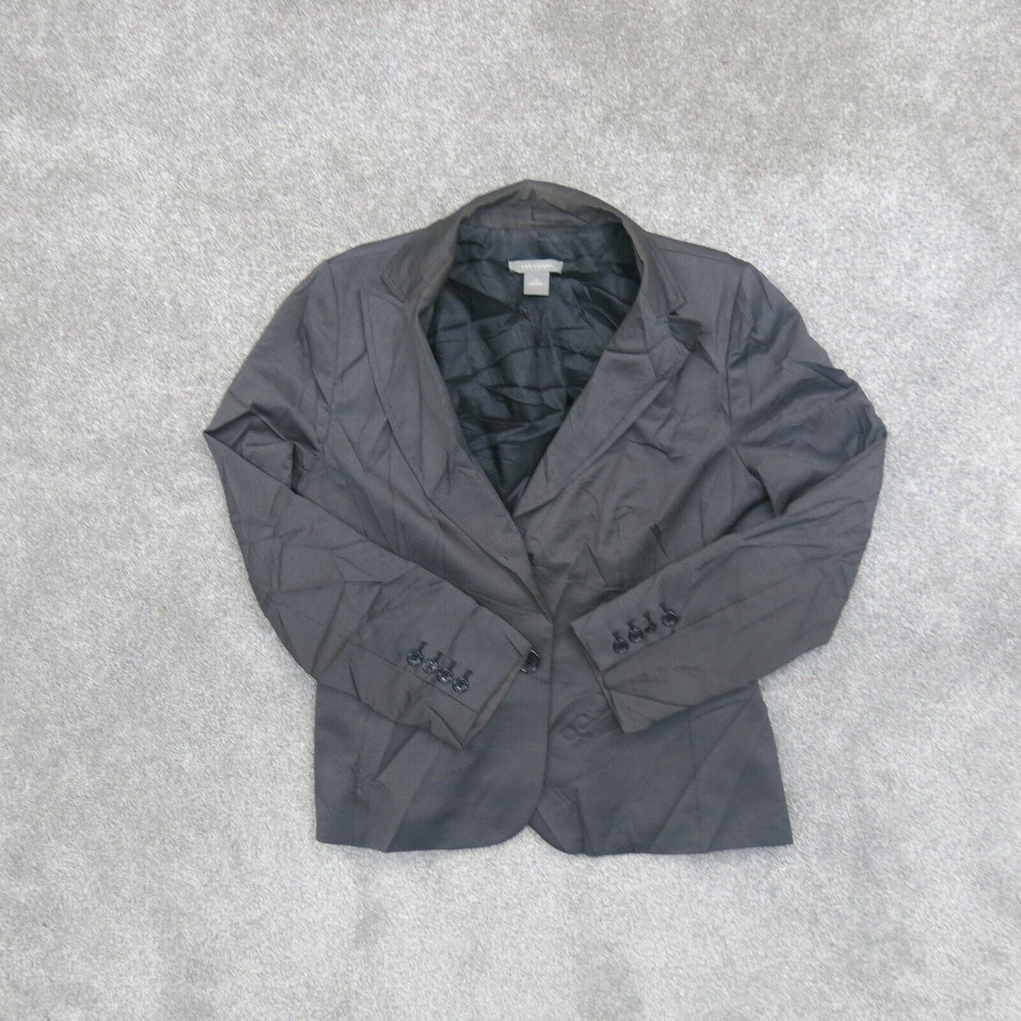 Ann Taylor Womens Blazer Coat Single Breasted Long Sleeves Slate Black Size 12