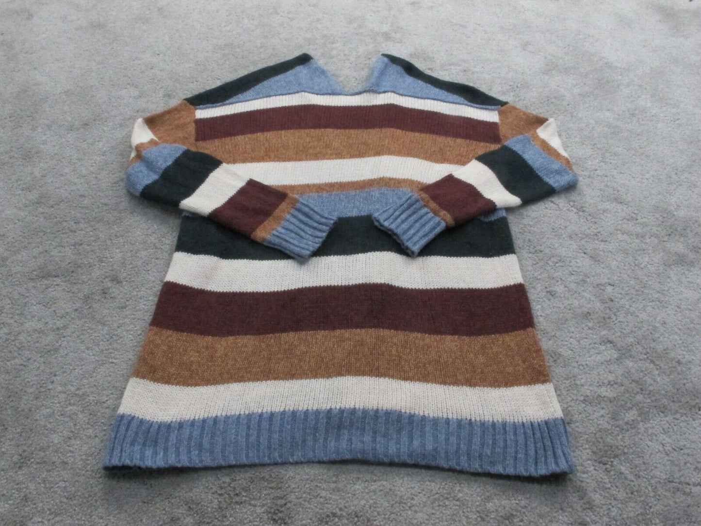 American Eagle Womens Cardigan Sweater Striped Long Sleeves Brown White Size XS