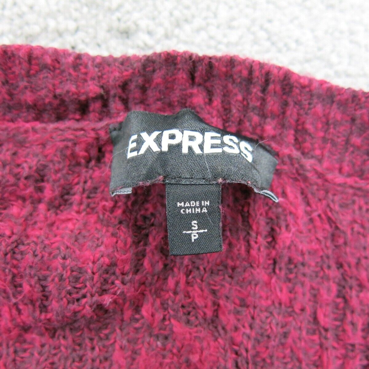 Express Women Pullover Sweater Knitted Long Sleeve Round Neck Maroon Size Small