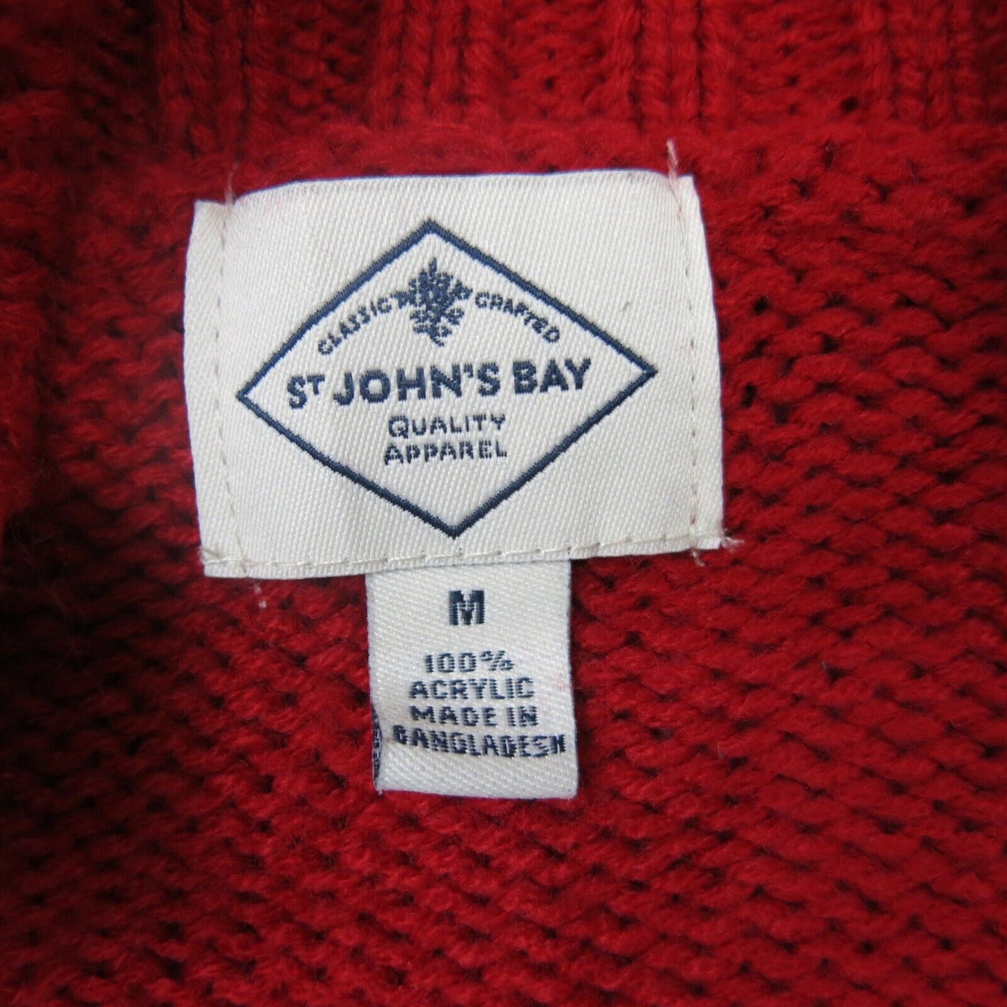 ST Johns Bay Womens Cardigan Sweater Front Button Long Sleeves Red Size Medium
