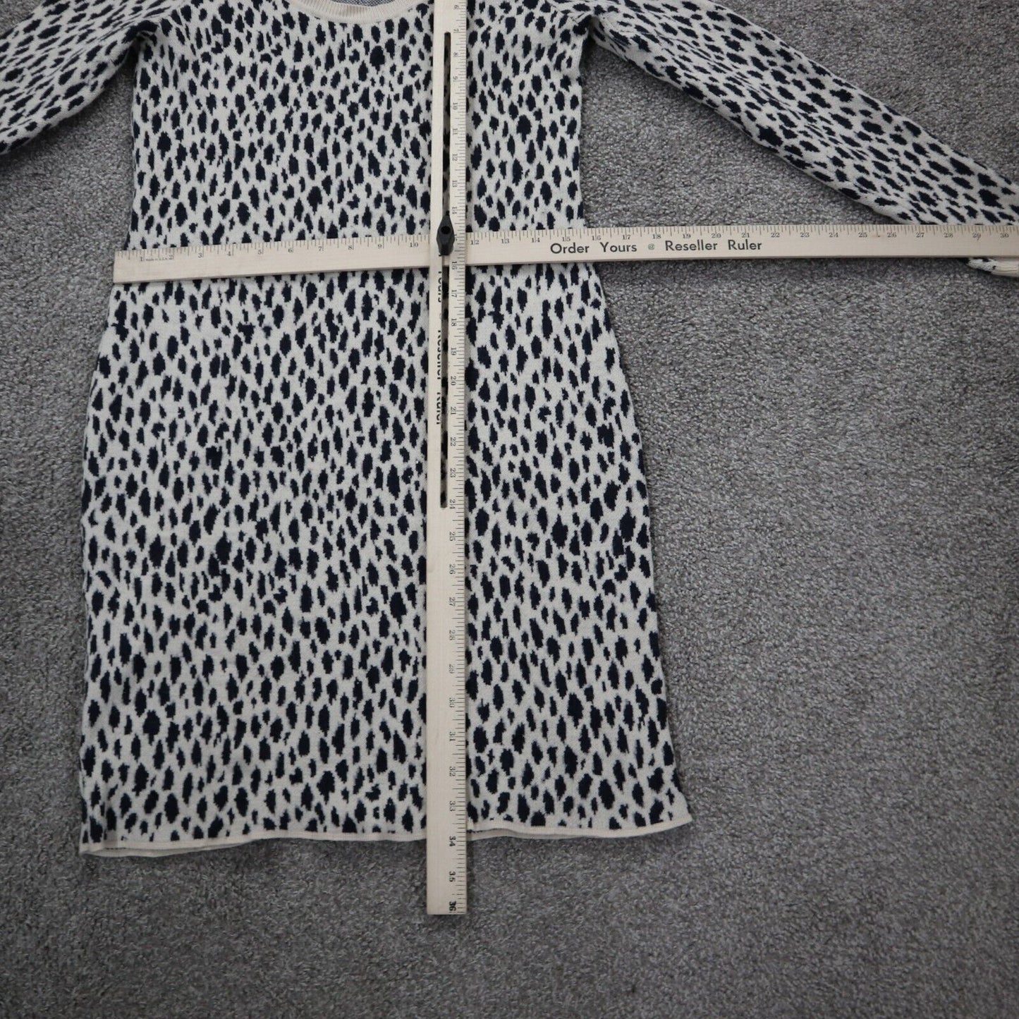 Ann Taylor Women Sweater Dress Scoop Neck Leopard Print Black White Size X Small