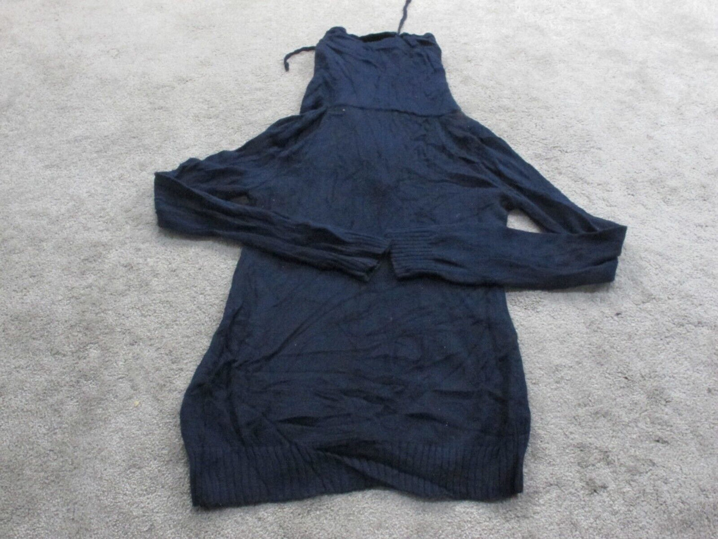 Ralph Lauren Women Pullover Knitted Sweater 100% Cotton High Neck Navy Blue SZ S