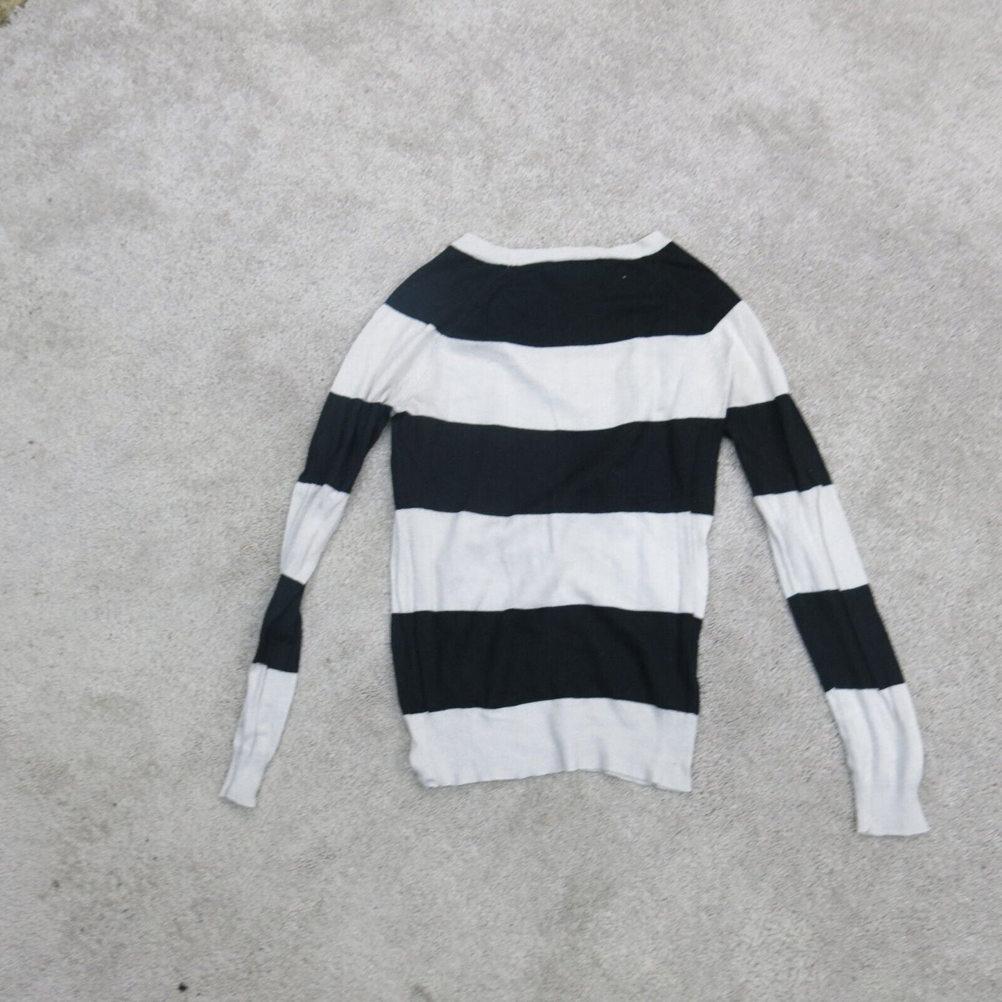Mossimo Womens Pullover Sweater Knitted Long Sleeve Striped Black White Size S